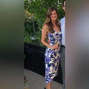 Chelsea28 Blue and White Floral Midi Dress